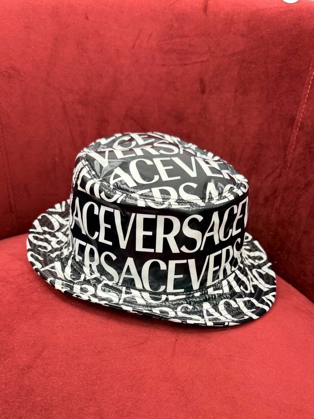 Versace Black and White Logo Bucket Hat